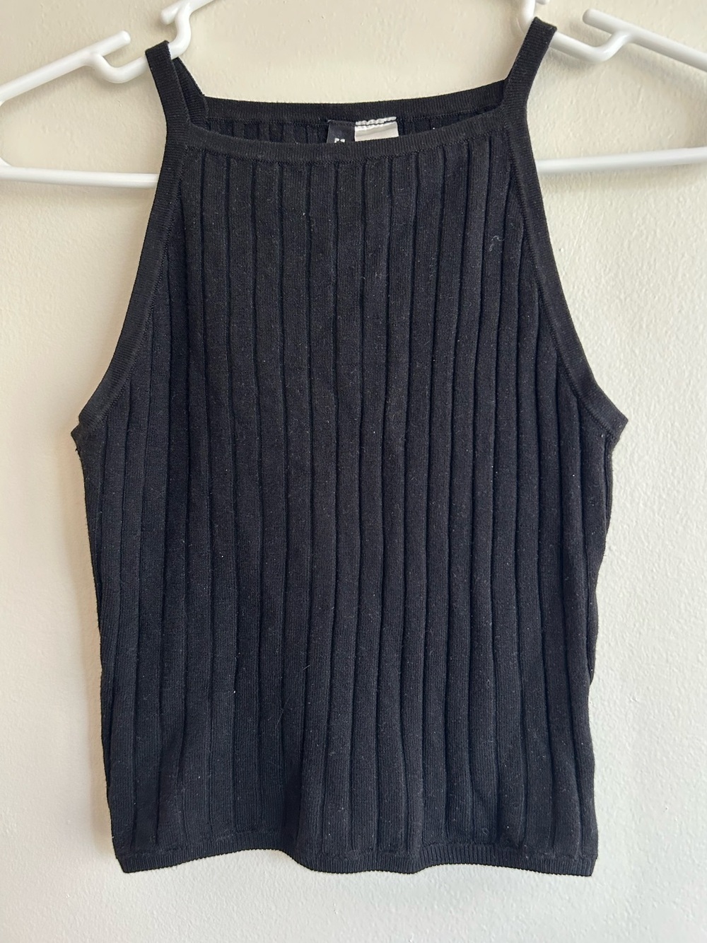 H&M Black Ribbed Knit Thin Strap Tank Top
